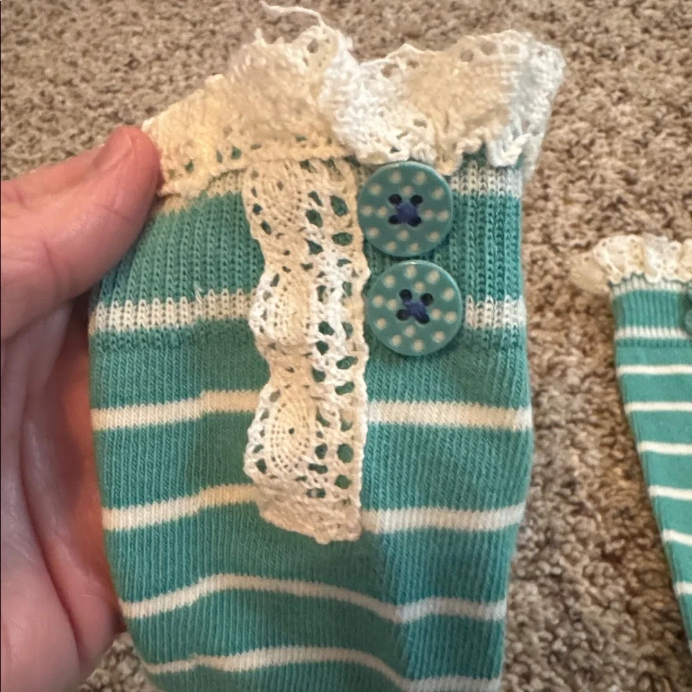 Matilda Jane Striped Knee-High Socks with Lace Trim